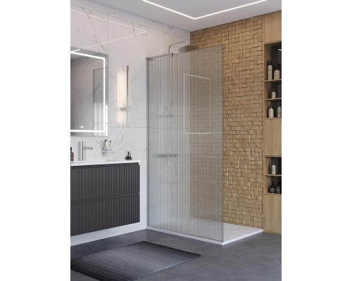 Душевая перегородка BelBagno Uno 100 UNO-L-1-TB-100-FL-Cr профиль Хром стекло рифленое