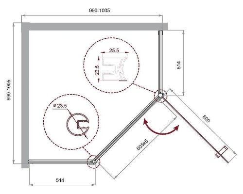 Душевой уголок BelBagno Uno 100х100 UNO-195-P-1-100-C-Cr профиль Хром стекло прозрачное