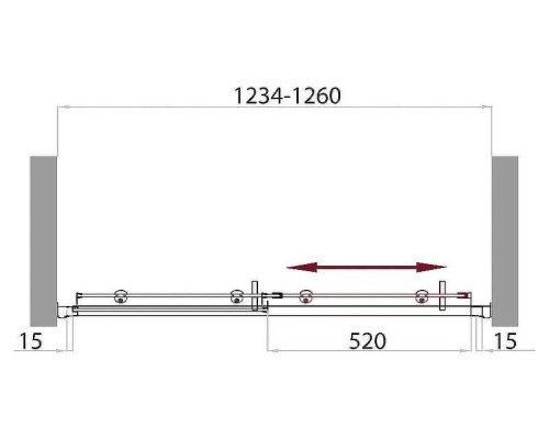 Душевая дверь BelBagno Uno 125 UNO-BF-1-125-P-Cr профиль Хром стекло рифленое