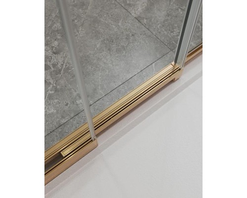 Душевая дверь Cezares Molveno 90 MOLVENO-BF-3-90-C-BORO-IV профиль Брашированное золото стекло прозрачное