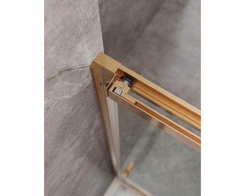 Душевая дверь Cezares Molveno 90 MOLVENO-BF-3-90-C-BORO-IV профиль Брашированное золото стекло прозрачное