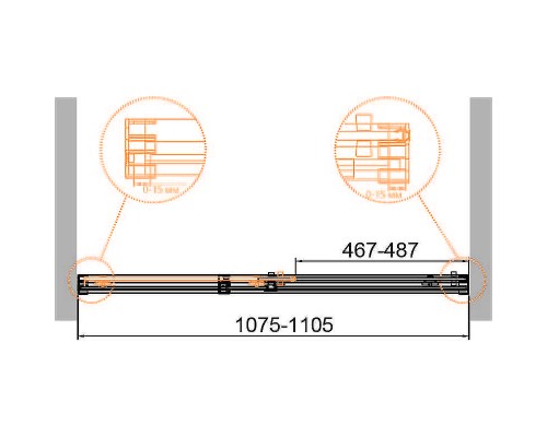Душевая дверь Cezares Duet Soft-M 110 DUET SOFT-M-BF-1-110-C-Cr профиль Хром стекло прозрачное