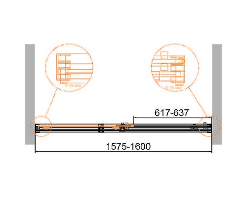 Душевая дверь Cezares Duet Soft-М 160 DUET SOFT-M-BF-1-160-C-Cr профиль Хром стекло прозрачное