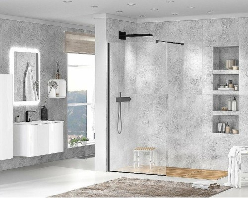 Душевая перегородка Cezares Liberta 110 LIBERTA-L-1-110-120-C-NERO профиль Черный матовый стекло прозрачное