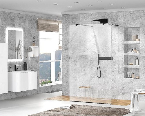 Душевая перегородка Cezares Liberta 100 LIBERTA-L-2-100-120-C-NERO профиль Черный матовый стекло прозрачное