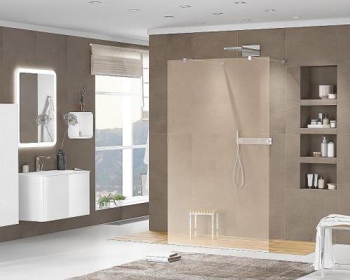 Душевая перегородка Cezares Liberta 110 LIBERTA-L-2-110-120-BR-Cr профиль Хром стекло бронзовое