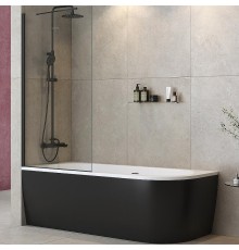 Шторка на ванну Cezares Liberta 80 LIBERTA-V-1-TB-80/155-C-NERO профиль Черный матовый стекло прозрачное