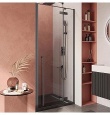 Душевая дверь Cezares Liner 90 R LINER-B-12-90-C-NERO-R профиль Черный матовый стекло прозрачное