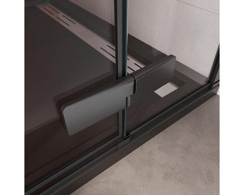Душевая дверь Cezares Liner 90 R LINER-B-12-90-C-NERO-R профиль Черный матовый стекло прозрачное