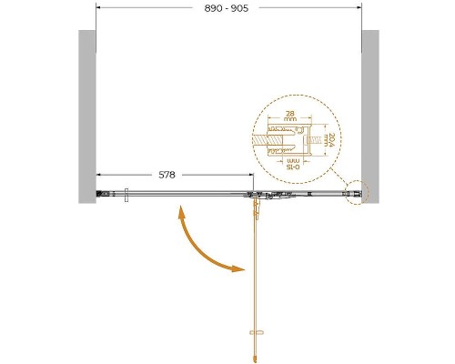 Душевая дверь Cezares Liner 90 R LINER-B-12-90-C-NERO-R профиль Черный матовый стекло прозрачное