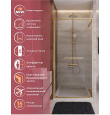 Душевая дверь Cezares Lux 100 LUX-B-FS-1-100-C-BORO профиль Брашированное золото стекло прозрачное