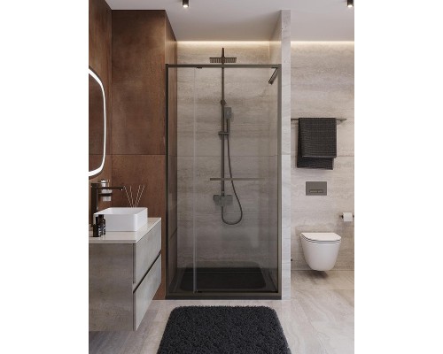 Душевая дверь Cezares Lux 100 LUX-B-FS-11-100-C-GM профиль Оружейная сталь стекло прозрачное