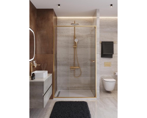 Душевая дверь Cezares Lux 120 LUX-B-FS-11-120-C-BORO профиль Брашированное золото стекло прозрачное