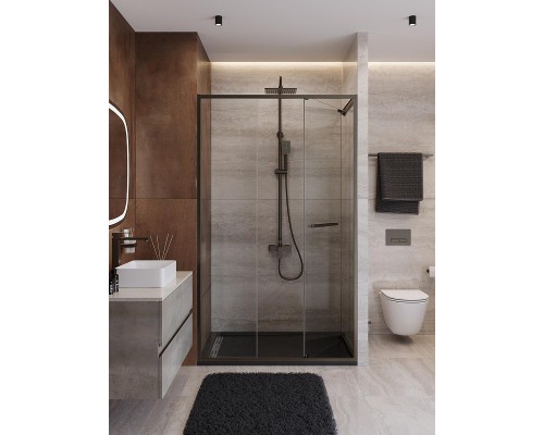 Душевая дверь Cezares Lux 120 LUX-B-FS-11-120-C-GM профиль Оружейная сталь стекло прозрачное