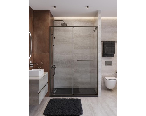 Душевая дверь Cezares Lux 140 LUX-B-FS-11-140-C-GM профиль Оружейная сталь стекло прозрачное