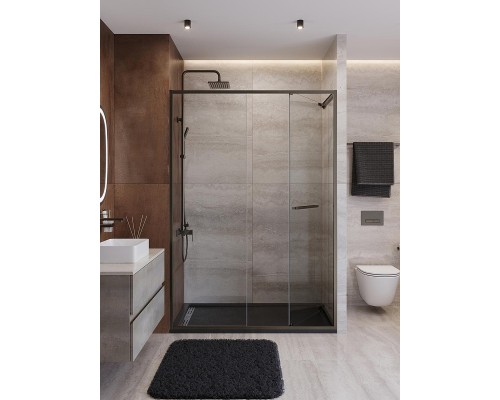 Душевая дверь Cezares Lux 140 LUX-B-FS-11-140-C-GM профиль Оружейная сталь стекло прозрачное