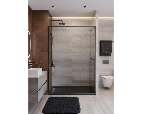 Душевая дверь Cezares Lux 140 LUX-B-FS-11-140-C-GM профиль Оружейная сталь стекло прозрачное