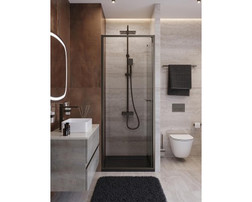 Душевая дверь Cezares Lux 70 LUX-B-FS-1-70-C-GM профиль Оружейная сталь стекло прозрачное