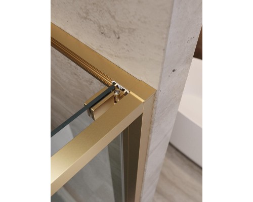 Душевая дверь Cezares Lux 90 LUX-B-FS-1-90-C-BORO профиль Брашированное золото стекло прозрачное