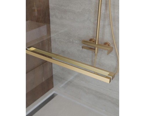 Душевая дверь Cezares Lux 90 LUX-B-FS-1-90-C-BORO профиль Брашированное золото стекло прозрачное