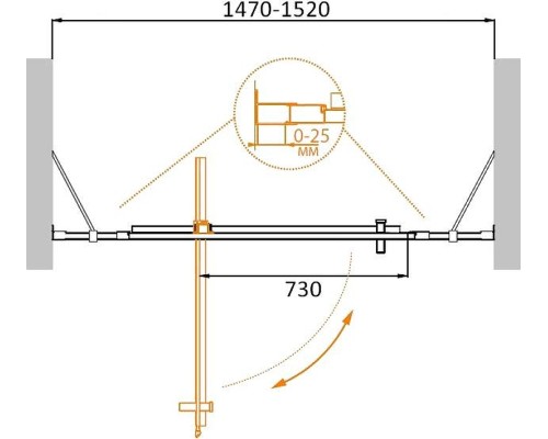 Душевая дверь Cezares Molveno 150 MOLVENO-BA-12-100+50-C-Cr-IV профиль Хром стекло прозрачное