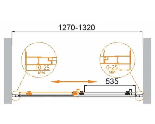 Душевая дверь Cezares Molveno 130 MOLVENO-BF-1-130-P-Cr профиль Хром стекло рифленое