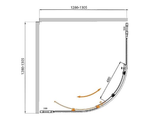 Душевой уголок Cezares Molveno 130x130 MOLVENO-R-11-100+30-C-Cr-IV профиль Хром стекло прозрачное