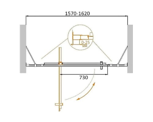 Душевая дверь Cezares Molveno 160 MOLVENO-BA-12-100+60-C-Cr-IV профиль Хром стекло прозрачное
