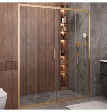 Душевая дверь Cezares Molveno 170 MOLVENO-BF-2-170-C-BORO-IV профиль Брашированное золото стекло прозрачное