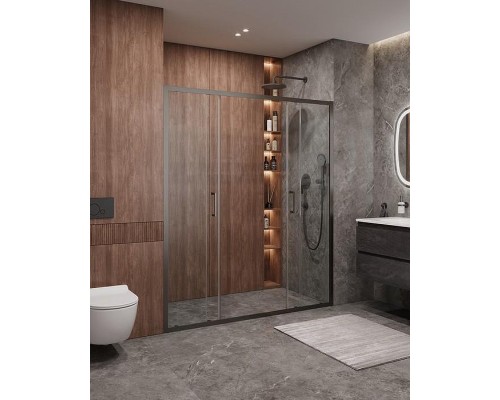 Душевая дверь Cezares Molveno 170 MOLVENO-BF-2-170-C-GM-IV профиль Оружейная сталь стекло прозрачное