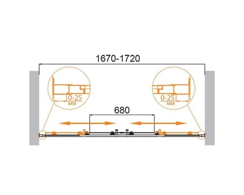 Душевая дверь Cezares Molveno 170 MOLVENO-BF-2-170-C-GM-IV профиль Оружейная сталь стекло прозрачное