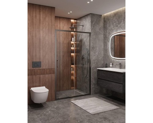 Душевая дверь Cezares Molveno 120 MOLVENO-BF-1-120-C-GM-IV профиль Оружейная сталь стекло прозрачное