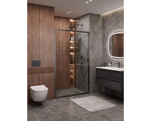 Душевая дверь Cezares Molveno 120 MOLVENO-BF-1-120-C-GM-IV профиль Оружейная сталь стекло прозрачное