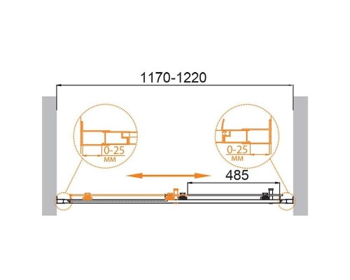 Душевая дверь Cezares Molveno 120 MOLVENO-BF-1-120-C-GM-IV профиль Оружейная сталь стекло прозрачное