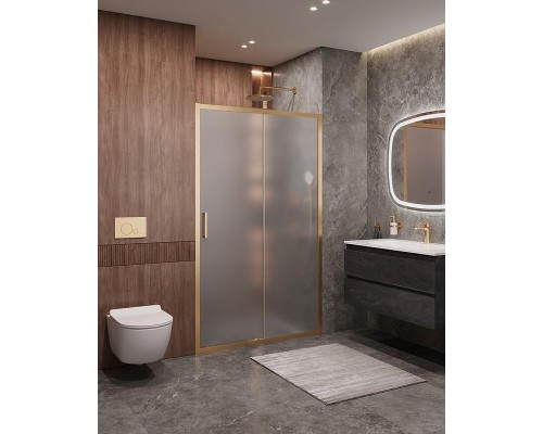 Душевая дверь Cezares Molveno 120 MOLVENO-BF-1-120-P-BORO профиль Брашированное золото стекло рифленое