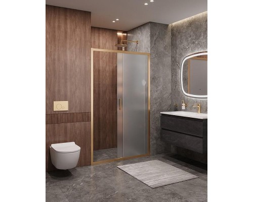 Душевая дверь Cezares Molveno 120 MOLVENO-BF-1-120-P-BORO профиль Брашированное золото стекло рифленое