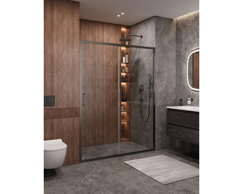 Душевая дверь Cezares Molveno 140 MOLVENO-BF-1-140-C-GM-IV профиль Оружейная сталь стекло прозрачное