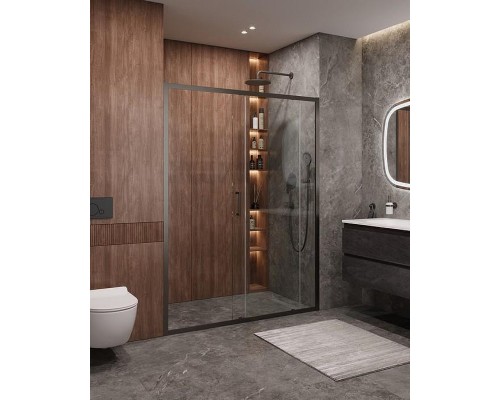 Душевая дверь Cezares Molveno 150 MOLVENO-BF-1-150-C-GM-IV профиль Оружейная сталь стекло прозрачное