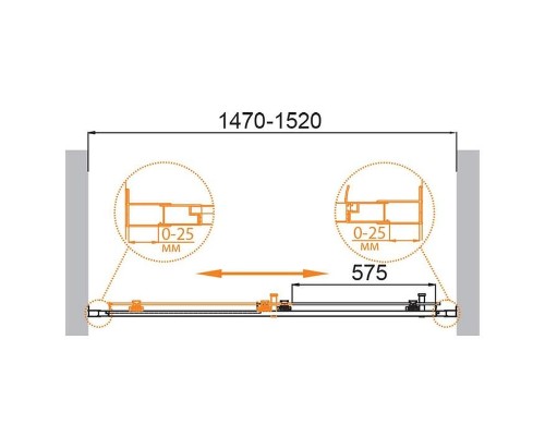 Душевая дверь Cezares Molveno 150 MOLVENO-BF-1-150-C-GM-IV профиль Оружейная сталь стекло прозрачное