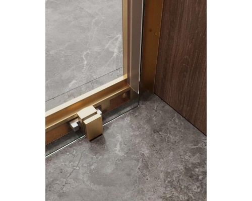 Душевая дверь Cezares Molveno 160 MOLVENO-BF-1-160-C-BORO-IV профиль Брашированное золото стекло прозрачное