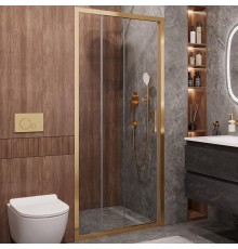 Душевая дверь Cezares Molveno 100 MOLVENO-BF-3-100-C-BORO-IV профиль Брашированное золото стекло прозрачное