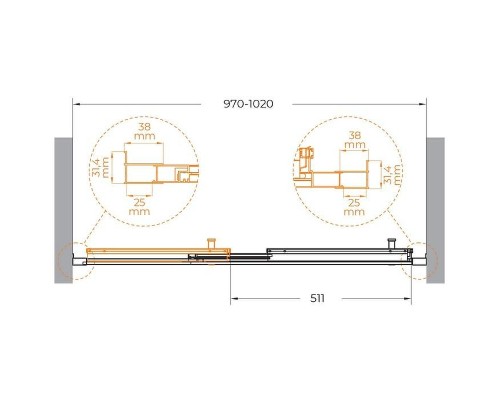 Душевая дверь Cezares Molveno 100 MOLVENO-BF-3-100-C-Cr-IV профиль Хром стекло прозрачное