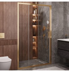 Душевая дверь Cezares Molveno 120 MOLVENO-BF-3-120-C-BORO-IV профиль Брашированное золото стекло прозрачное