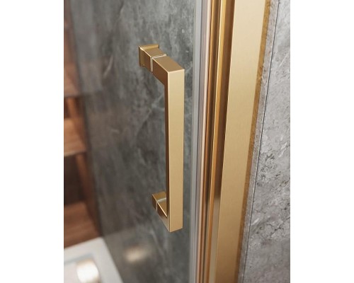 Душевая дверь Cezares Molveno 120 MOLVENO-BF-3-120-C-BORO-IV профиль Брашированное золото стекло прозрачное