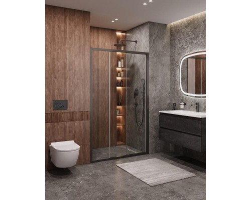 Душевая дверь Cezares Molveno 120 MOLVENO-BF-3-120-C-GM-IV профиль Оружейная сталь стекло прозрачное