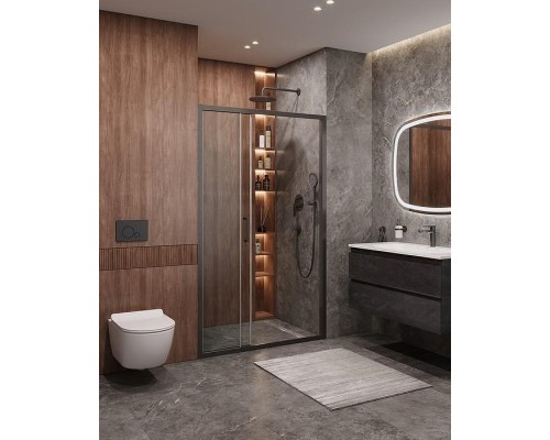 Душевая дверь Cezares Molveno 120 MOLVENO-BF-3-120-C-GM-IV профиль Оружейная сталь стекло прозрачное