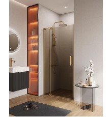 Душевая дверь Cezares Slider 110 SLIDER-B-1-100/110-BR-BORO профиль Брашированное золото стекло бронзовое