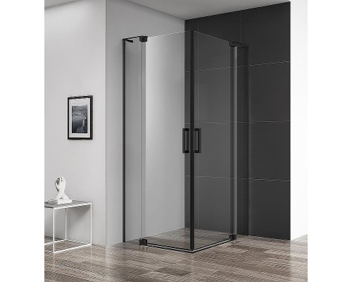 Душевой уголок Cezares Slider 90x80 SLIDER-AH-2-70/80-80/90-C-NERO профиль Черный матовый стекло прозрачное