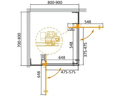 Душевой уголок Cezares Slider 90x80 SLIDER-AH-2-70/80-80/90-C-NERO профиль Черный матовый стекло прозрачное