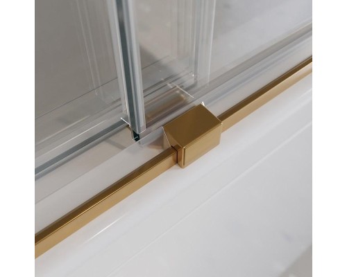 Шторка на ванну Cezares Tandem-Soft 180 TANDEM-SOFT-VF-2-180/145-C-BORO-IV профиль Брашированное золото стекло прозрачное